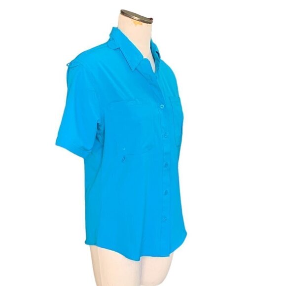 World Wide Sportsman Activewear Fishing Button Up Shirt Women S Blue 133B - Picture 3 of 16